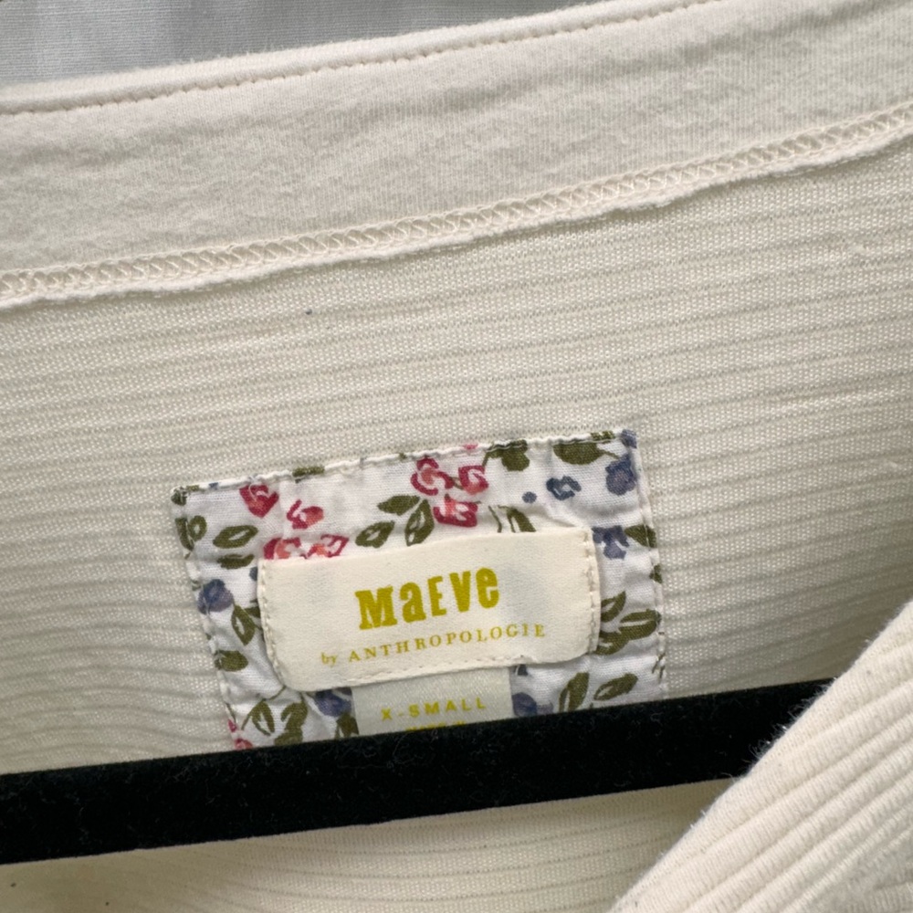 Maeve by Anthropologie Ribbed White Top - Picture 3 of 4